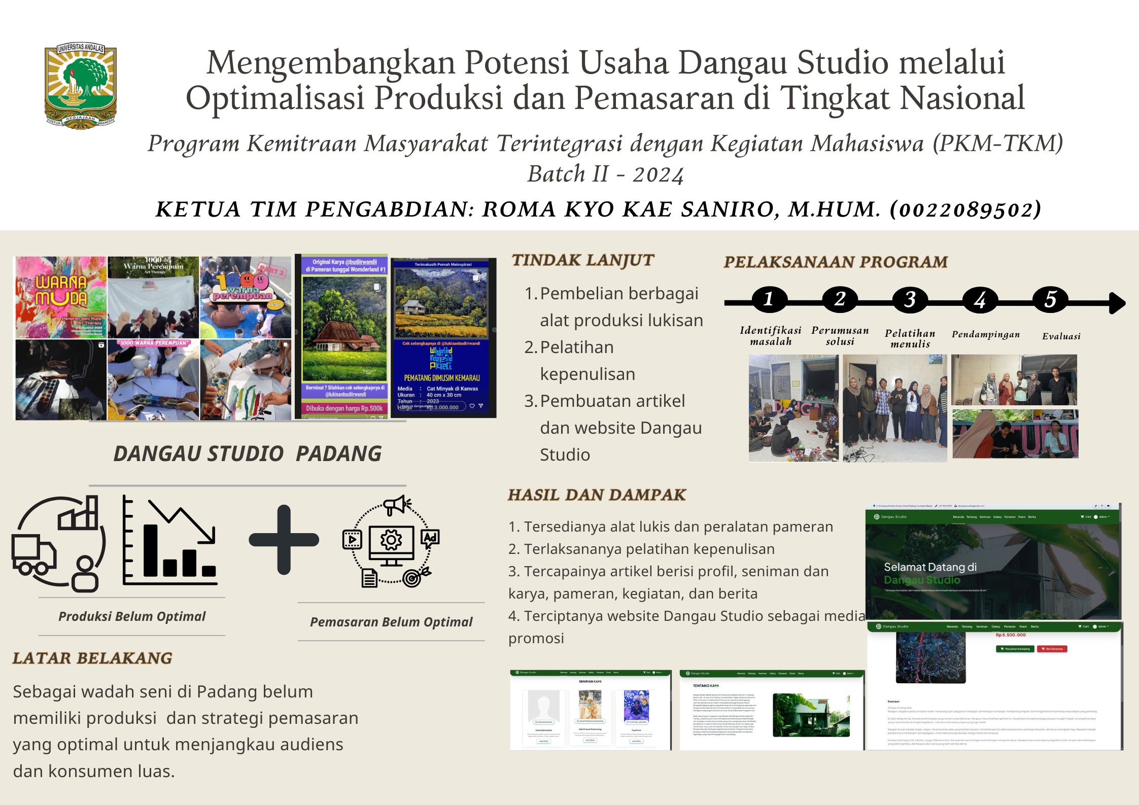 Mengembangkan Potensi Usaha Dangau Studio melalui Optimalisasi Produksi dan Pemasaran di Tingkat Nasional